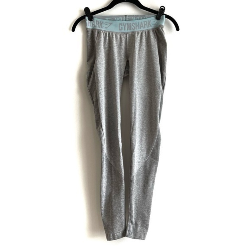 Gymshark Gray with Light Blue Waistband Flex Leggings Size Small